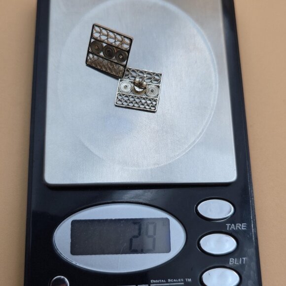 Sterling Silver Square Unique Pattern Stud Earrings A5761 - Picture 6 of 6